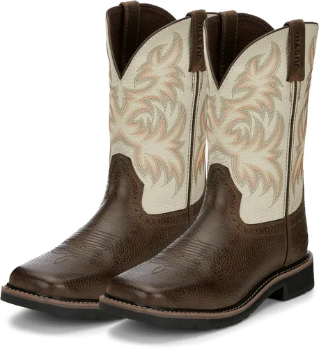 Miniatura 10 de Justin Botas de trabajo blancas Stampede Sq Toe para hombre