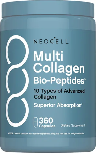 NeoCell Cápsulas de péptidos de colágeno múltiple | 360 píldoras | 10 tipos de biopéptidos avanzados | absorción superior | Suplemento complejo