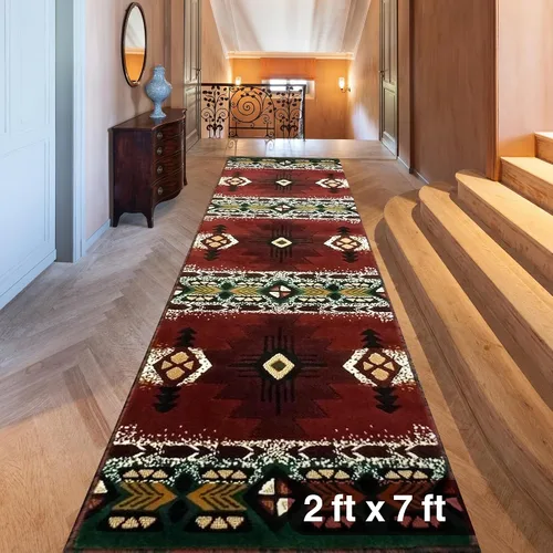 Miniatura 101 de YHSF South West - alfombra estilo nativo americano del suroeste C318 - fácil de limpiar, gruesa, suave, duradera, alfombra inspirada en tribus