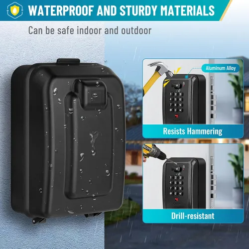 Miniatura 2 de Caja de bloqueo de llave con código, caja de seguridad montada en la pared para llaves con código reposable, caja de seguridad para exteriores