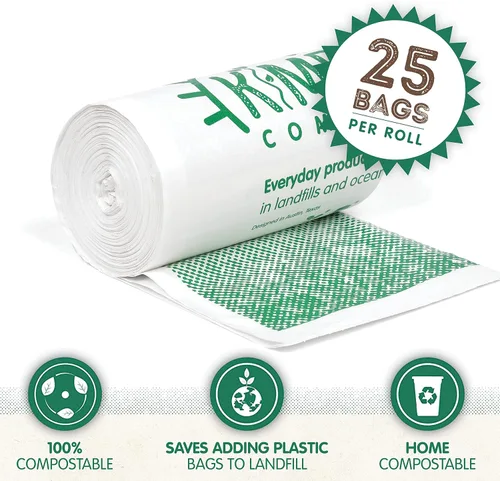 Miniatura 6 de KC's - Bolsas de basura biodegradables pequeñas compostables de 3 galones, 25 unidades Bolsas de compost desechables extra duraderas con cierre