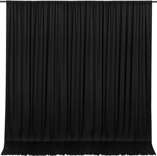 Miniatura 20 de MoKoHouse Cortinas de telón de fondo negro de 10 x 8 pies, cortina negra para telón de fondo de Halloween, tela gruesa y sólida, 2 paneles de 5 x 8