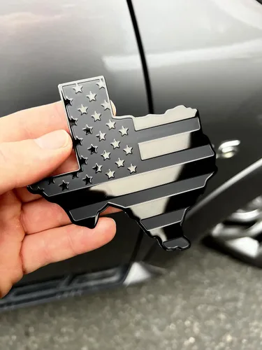Miniatura 4 de Emblema de metal para guardabarros de automóvil con bandera negra del estado de Texas para automóviles y camiones (3 x 4 pulgadas, negro)