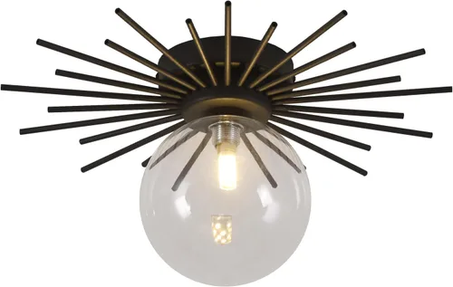 Miniatura 13 de BOKT Moderna lámpara de techo semiempotrada dorada de mediados de siglo con globo de vidrio blanco, lámpara de techo industrial cerca del techo