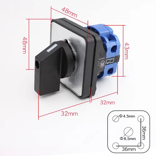 Miniatura 2 de Interruptor Selector de Cambio Universal, Interruptor de Transferencia de Potencia, 2 Posiciones 4 Terminales, LW26-20 C02/1 440V 20A Motor, Bombas