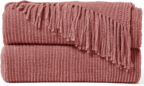 Miniatura 19 de inhand Mantas de punto para sofá y cama, manta de punto suave y acogedora con borla, mantas decorativas ligeras y mantas decorativas, manta tejida A