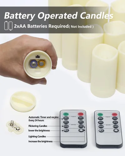Miniatura 6 de Velas sin llama, juego de 10 velas LED parpadeantes (4 pulgadas, 5 pulgadas, 6 pulgadas, 7 pulgadas x 2.2 pulgadas de profundidad), velas Paquete