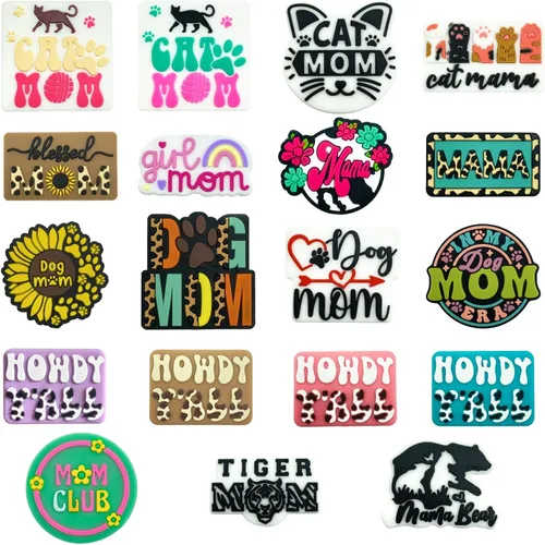 Dog Mom - Cuentas focales de silicona para bolígrafos, personajes, mamá, club, cuentas focales, dijes, kit de fabricación de llaveros, surtido de