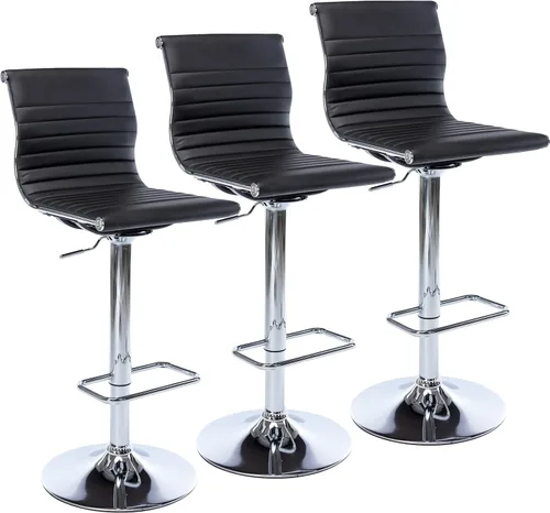 Miniatura 20 de LZAREAL Juego de 2 taburetes de bar de metal con altura ajustable, diseño moderno de piel sintética blanca sin brazos con base cromada para isla