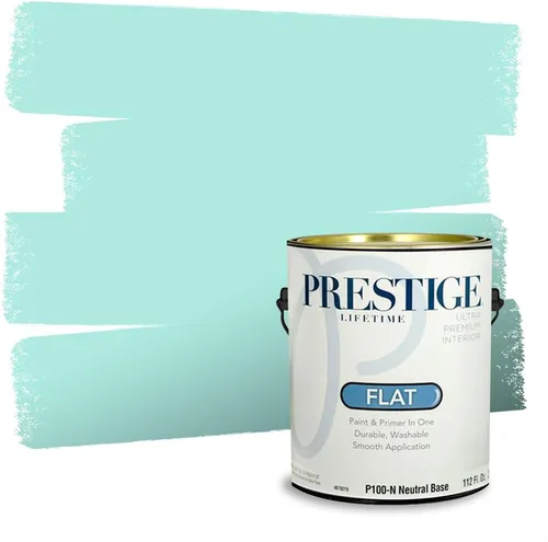 Miniatura 133 de Prestige Paints - Pintura exterior e imprimación en uno, 1 galón, plano, compatibilidad comparable con el color menta «Whipped Mint» de Behr