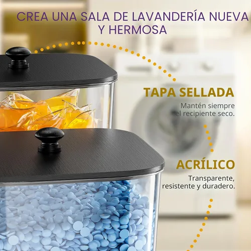 Miniatura 4 de Paquete de 4 recipientes para lavandería, contenedores transparentes esenciales para la organización de la lavandería, recipientes grandes de Negro