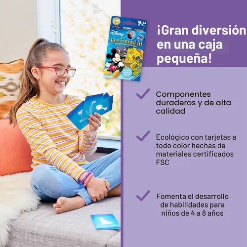 Miniatura 2 de Ravensburger Eye Found It! Juego de cartas del mundo de Disney - Divertido y educativo Spot It para niños pequeños, preescolares, niños y niñas de 3