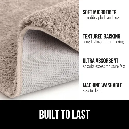 Miniatura 2 de GORILLA GRIP Alfombras de baño, ultra suaves, absorbentes, de felpa gruesa, lavables a máquina, microfibra de secado rápido, tapetes para ducha