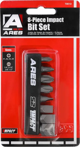 Miniatura 6 de ARES 70013 - Juego de 8 brocas de impacto de acero S2, incluye puntas Phillips de 1,2,3,4 y puntas ranuradas de 1/4 pulgadas, 5/16 pulgadas, 3/8