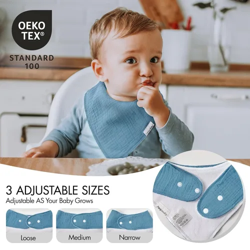 Miniatura 7 de egmao baby Baberos de muselina para babear y dentición, paquete de 10 baberos para niños y niñas, 100% algodón suave para bebés, recién nacidos