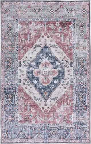 Miniatura 3 de SAFAVIEH Alfombra lavable Tucson Collection - 6 x 9 pies, resistente al óxido y azul marino, antideslizante, ideal para zonas de alto tráfico