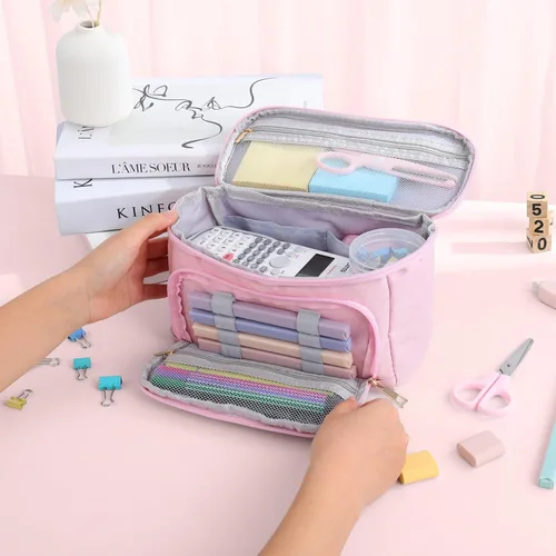 Miniatura 7 de YOOLIFE Estuche para lápices con inicial, suministros de regreso a clases, estuche para lápices, bonito regalo portátil para oficina, escuela