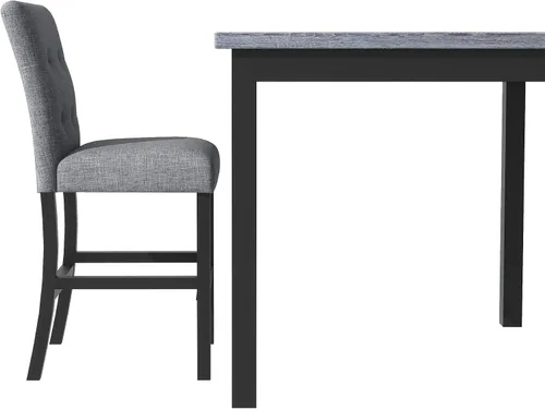 Miniatura 9 de Elegante juego de mesa de comedor, juego de comedor cuadrado de 5 piezas con altura de mostrador con 4 sillas tapizadas de respaldo alto, diseño