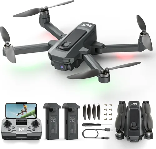 WeFone WF20 Drone con cámara FPV 1080P para principiantes, cuadricóptero RC plegable con motor sin escobillas, modo sin cabeza, velocidad ajustable,
