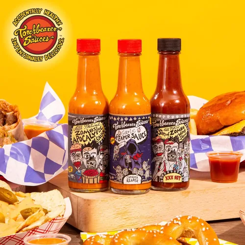 Miniatura 3 de Torchbearer Sauces Best-Sellers Mini juego de regalo de salsa picante, 1.7 onzas, paquete de 3 – Zombie Apocalypse, Garlic Reaper, Son of Zombie