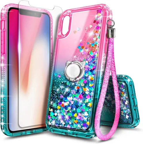 Miniatura 80 de NGB Diseñada para Funda de Teléfono iPhone 11, Morado/Azul Funda Bonita con Purpurina Líquida Brillante para Mujeres Niñas Niños con Protector