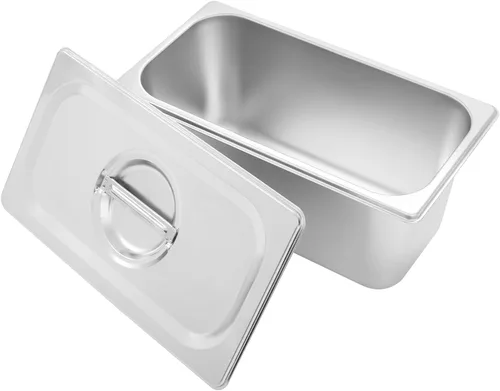 Miniatura 8 de Calentador de alimentos eléctrico para encimera de 6 sartenes, mesa de vapor para buffet comercial de acero inoxidable con 6 cubiertas de acero