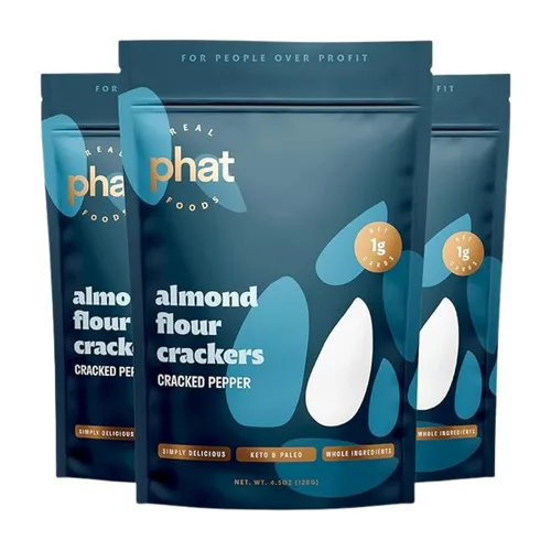 Miniatura 13 de Real Phat Foods - Galletas de harina de almendras Cheddar - Bocadillo keto bajo en carbohidratos y sin gluten - Paquete de 3 (Cheddar)