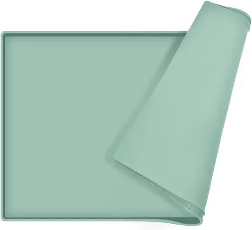 Miniatura 23 de Tapete de comida para perros, bandeja de comida impermeable de silicona, mantel individual antideslizante para mascotas, borde elevado de 0.6