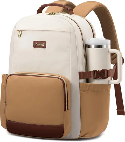 Miniatura 23 de LOVEVOOK Mochila para laptop para mujer con bolsillo para taza de gran capacidad, bolsa de computadora portátil de 15.6 pulgadas, mochila de viaje