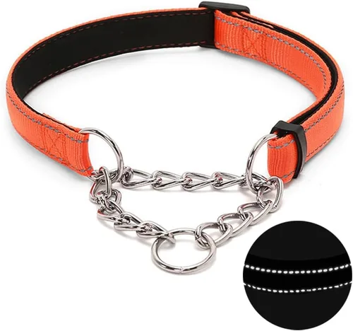 Miniatura 10 de Martingale - Collar para perro con cadena de acero inoxidable, collar reflectante de nailon acolchado suave ajustable, cadena resistente sin Púrpura