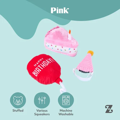 Miniatura 5 de ZippyPaws Caja de cumpleaños – Juguetes chirriantes para mantenerlos ocupados, peluche divertido de comida para perros pequeños, medianos y grandes