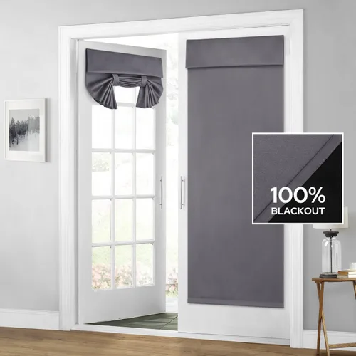 Miniatura 47 de HOMEIDEAS Cortinas 100% Opacas para Luces Laterales de Puerta Principal, Cubierta de Ventana de Puerta de Aula, Persianas de Privacidad