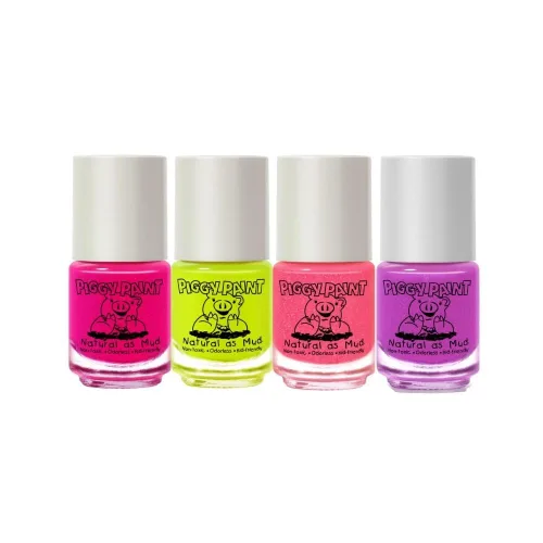 Miniatura 2 de Piggy Paint 4 Esmaltes Neón Set de Caja (¡Bonificación: ¡Resplandor Blacklight!)