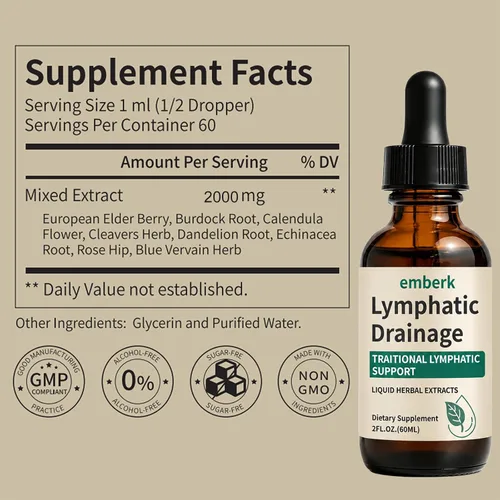 Miniatura 8 de Gotas de Drenaje Linfático, Mezcla Herbal de 2000mg con Saúco, Equinácea y Diente de León, – Apoya el Drenaje Linfático, Sistema Inmunológico