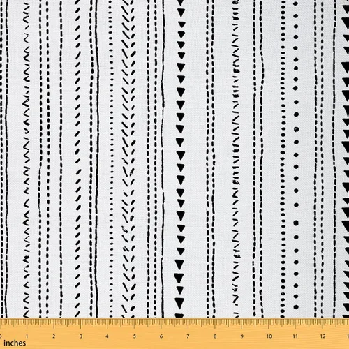 Boho by The Yard, tela de tapicería azteca – Tela de rayas geométricas bohemias para interiores y exteriores, para niños y adultos, blanco y negro,