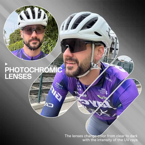 Miniatura 2 de SCVCN Fotocromático Ciclismo Gafas Deportivas Gafas de sol Hombres Mujeres Claro Bicicleta MTB UV400 Protección TR90 Frame Bike 01 Marco negro