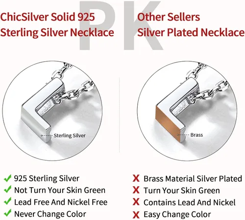 Miniatura 9 de ChicSilver - Collar de plata de ley 925 con inicial para mujeres y niñas, joyería de letras delicadas, para regalo personalizado (con caja de regalo)