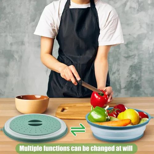 Miniatura 6 de Hoolerry Paquete de 4 cubiertas de silicona para salpicaduras de microondas para alimentos, juego de utensilios de cocina, cubierta para microondas
