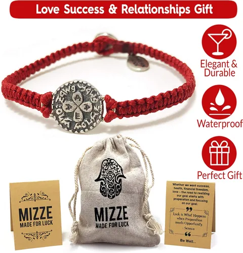 Miniatura 4 de Red Macrame Love Bracelet with Sterling Silver Love Coin Charm Amulet - Sturdy & Elegant gift for Mom, Romantic Gift for Girlfriend or Lover
