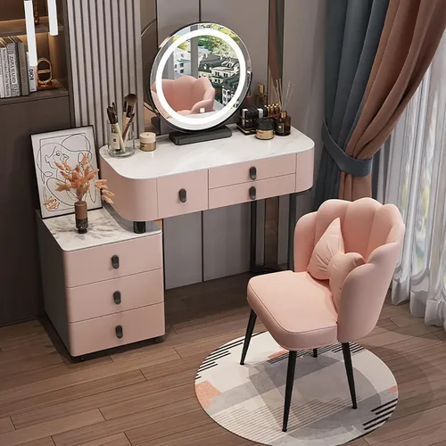 Miniatura 9 de Escritorio de tocador con espejo iluminado, mesa de tocador de maquillaje con luces, 3 modos de iluminación de color, brillo ajustable, mesa