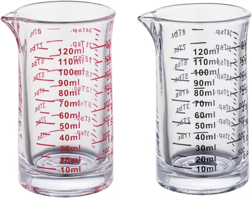 Miniatura 10 de Ackers - Vaso medidor de vidrio de 4 onzas, vaso de chupito de borosilicato con boquilla en forma de V (paquete de 2)