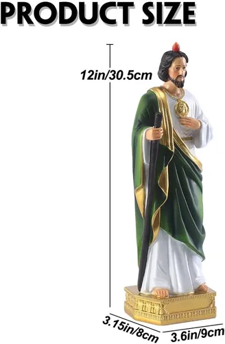 Miniatura 2 de QIANLING Estatua de San Jude de 12 pulgadas, Estatuas religiosas de San Jude de resina, Estatua religiosa de San Judas Tadeo de regalo
