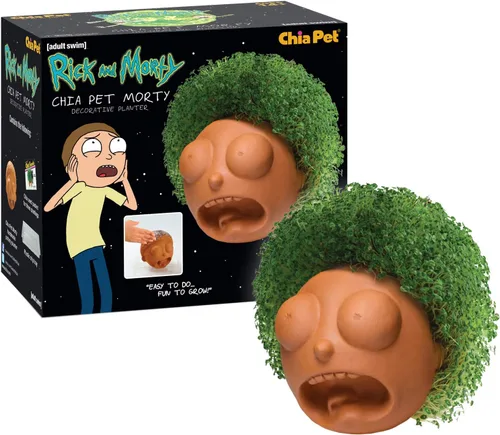 Chia Pet Rick & Morty - Morty con paquete de semillas, maceta decorativa de cerámica, fácil de hacer y divertido de cultivar, regalo novedoso,