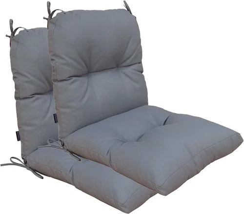 Miniatura 8 de Cojines para sillas de exterior, resistentes a la decoloración, cojín copetudo de repuesto para silla de comedor de patio, juego de 2, respaldo Negro