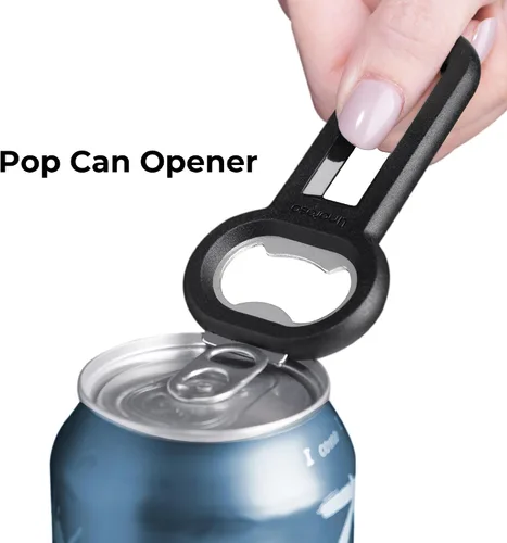 Miniatura 3 de Linoroso Abrebotellas magnético para refrigerador, abridor de botellas de cerveza y abrelatas de soda con captador de tapas, abridor de cerveza negro
