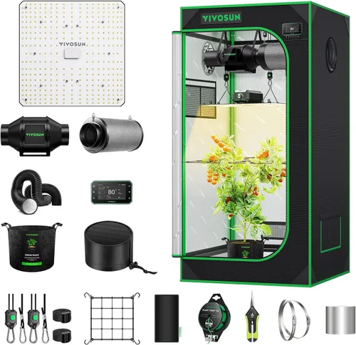 VIVOSUN GIY - Sistema de tienda de cultivo inteligente 2 x 2, kit de tienda de cultivo integrado con WiFi, con ventilación y circulación automática,
