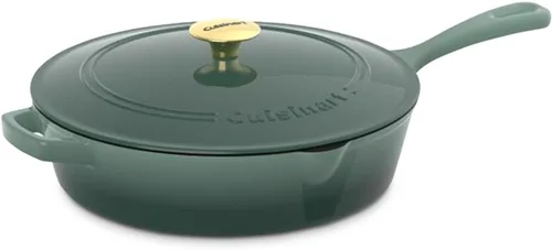 Miniatura 11 de Cuisinart Freidora de pollo de hierro fundido de 12 pulgadas con tapa, capacidad de 4.5 cuartos de galón, interior esmaltado de porcelana, apta