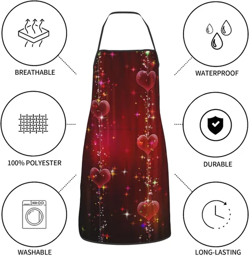 Miniatura 6 de Delantal con purpurina, delantales de cocina para hombres y mujeres, delantal de cocina delantal de chef delantal de jardín ajustable con 2 bolsillos