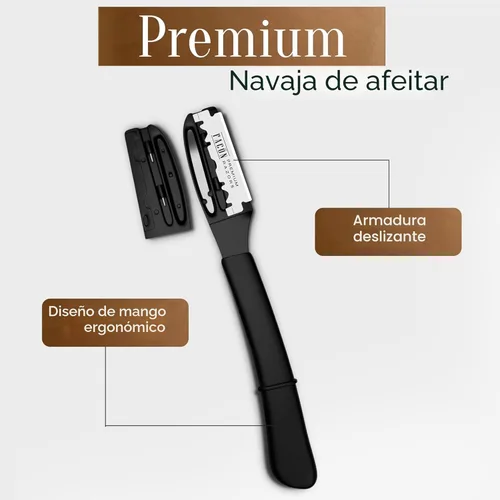 Miniatura 6 de Facón Navajas rectas para hombres - Kit de navaja de barbero profesional de hoja recta con 100 cuchillas, afeitadora de acero inoxidable japonés El