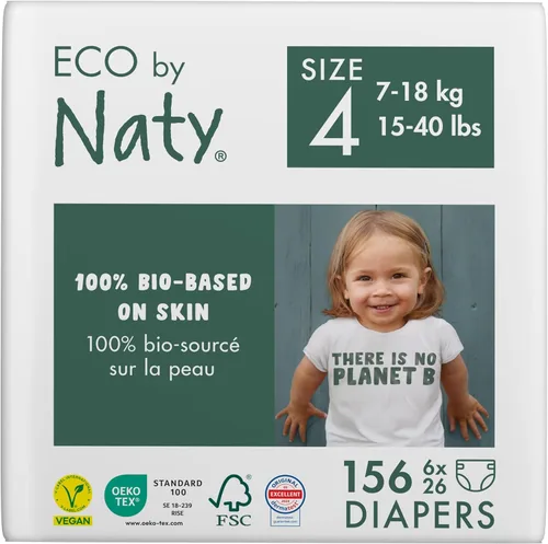 Miniatura 9 de Eco by Naty - Pañales ecológicos a base de plantas, ideales para pieles sensibles del bebé y ayuda a prevenir fugas (talla 6, 102 unidades)
